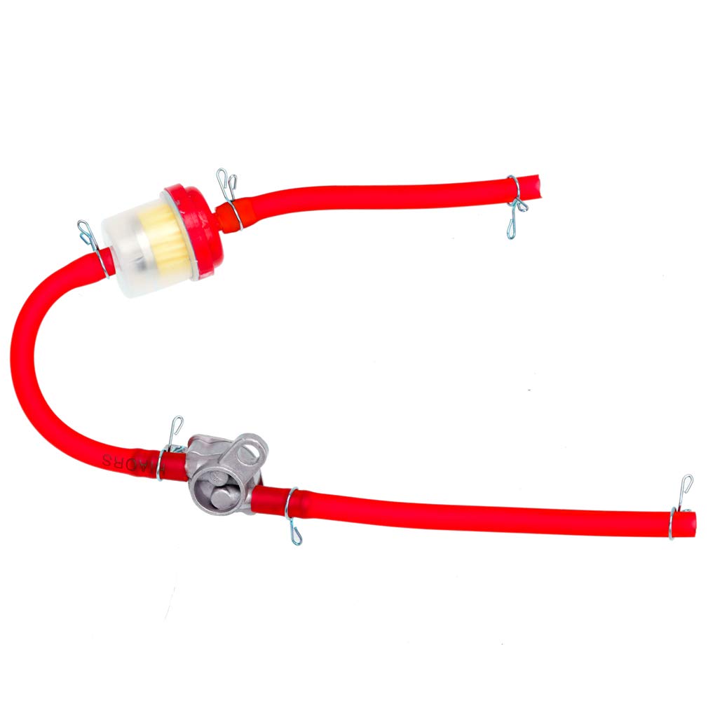 HIAORS Red Gas Fuel Hose Oil Filter Clamps Inline Fuel Shut Off Valve Petcock Petrol Switch for 50cc 70cc 110cc 125cc 150cc 250c