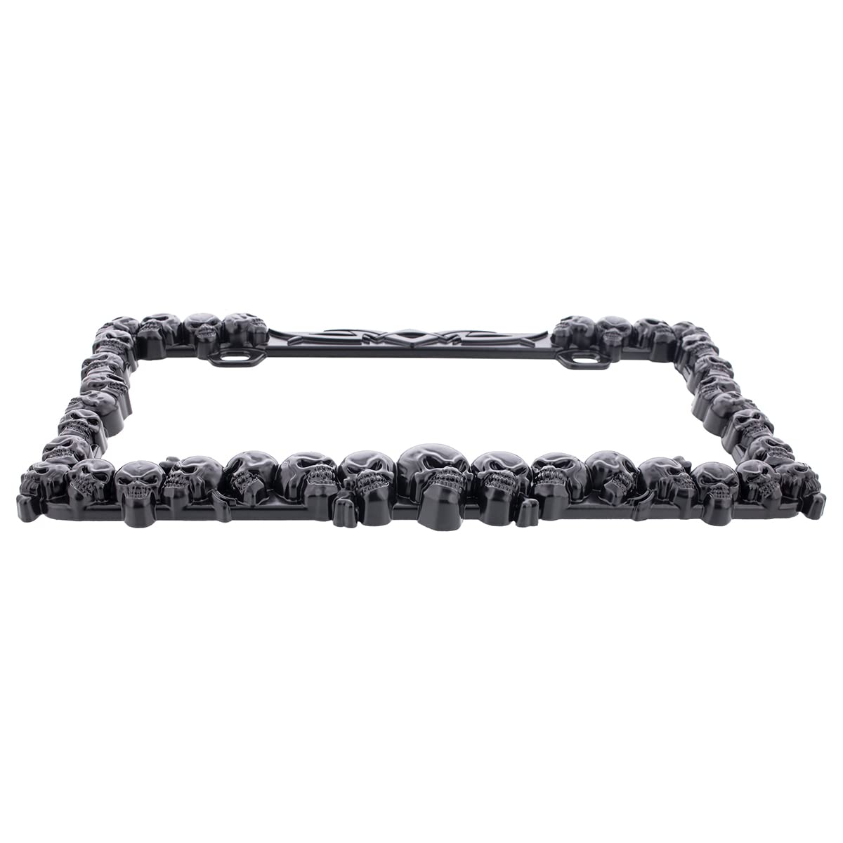 United Pacific Universal Die-Cast Metal, Black Skull License Plate Frame Holder For Cars, Trucks, Rvs, Semi, Tough & Durable Car