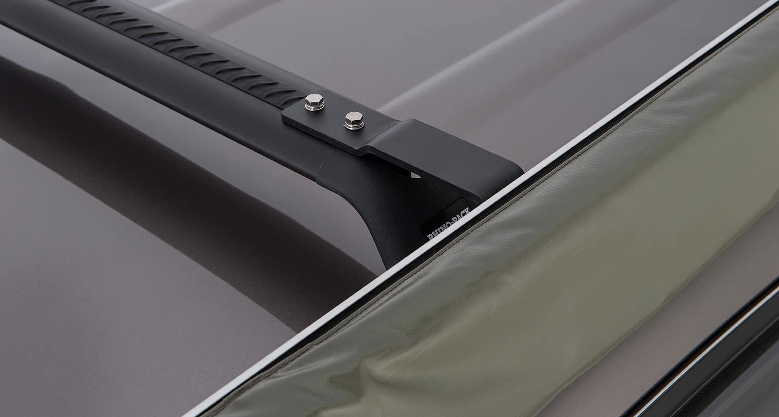 Rhino-Rack Sunseeker Angled Down Awning Brackets For Flush Vortex Bars, Powder Coated Stainless Steel, Black (32127)