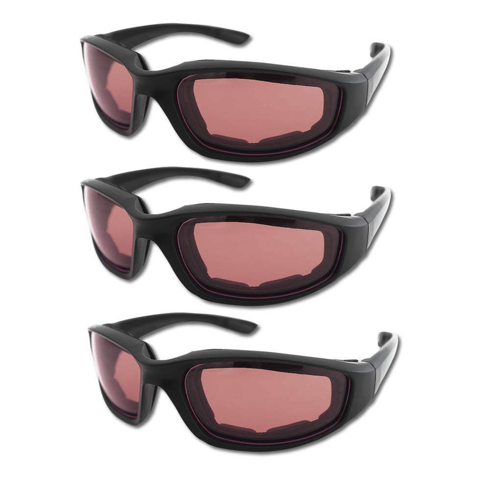 3 Pair Motorcycle Riding Glasses Padding Goggles Uv Protection Dustproof Windproofmotorcycle Sunglasses With Pink Lens For Outdo