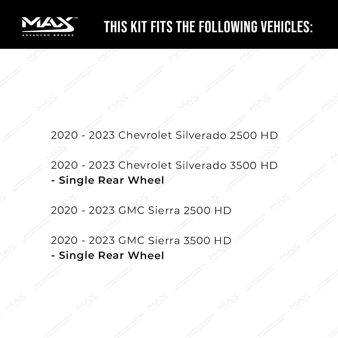 Max Advanced Brakes Rear Brake Kit Compatible With 2020-2022 2023 Chevy Silverado Compatible With Gmc Sierra 2500 Hd Replacement
