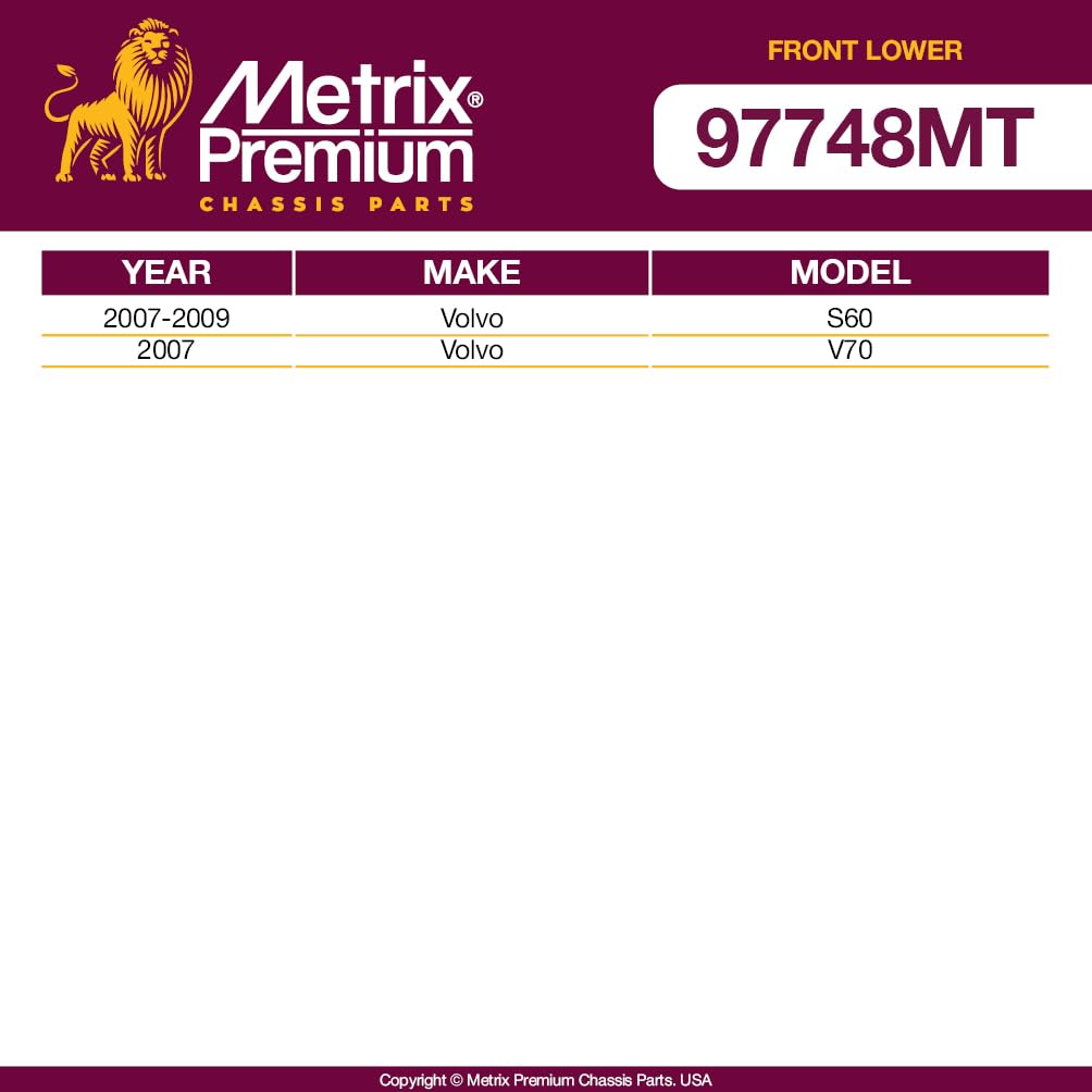 Metrix Premium Chassis Parts - 4 Pc Front Lower Control Arm & Front Lower Ball Joint Kit Fits 2007-2009 Volvo S60, 2007 Volvo V7