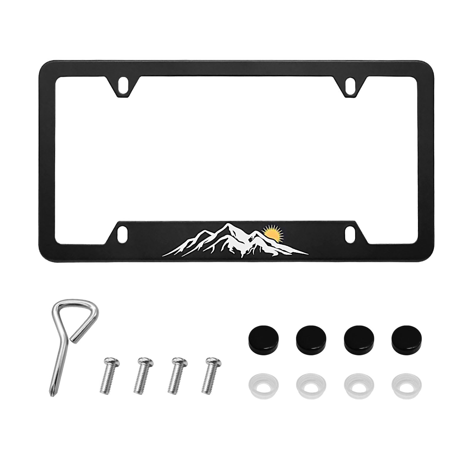 Matte License Plate Frames Mountain Style Aluminum Alloy License Plate Cover Holder License Plates Universal Car Accessories For