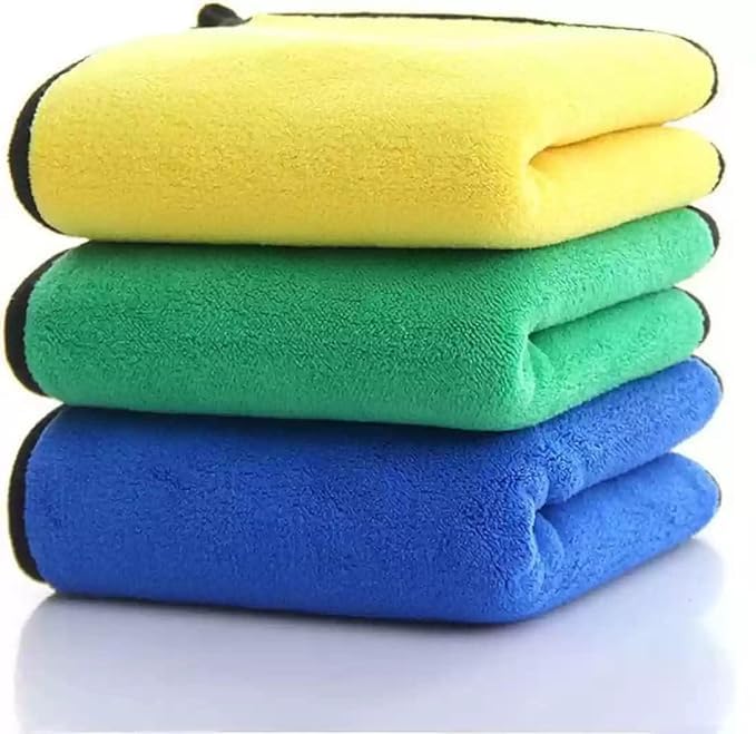 MIR MART 3pcs (30cm x 40 cm) Multipurpose Microfiber Cleaning Towel Microfibre Cloth Highly Absorbent Dust Towels for Bike Auto 