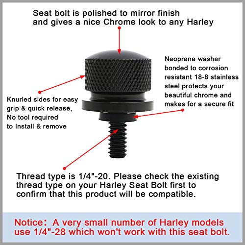 Buyinhouse Seat Bolt Tab Screw Mount Knob Cover For Harley Fatboy Road King Softail Black 1996-2021