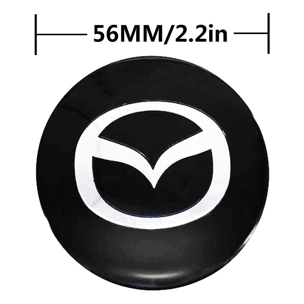 Jdclubs 4 X 56.5Mm Car Lettering Bbs Wheel Center Cap Sticker Wheel Emblem Badge Logo Stickers (Fit Mazda Black)