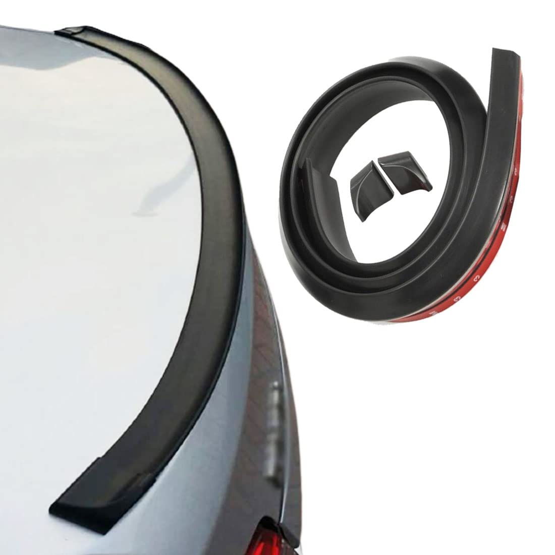 Tutuya Universal Car Spoiler, 4.92Ft/1.5M Matte Black Car Trunk Spoiler Lip Kit Rubber Strip Bar Spoiler Tailfin Tail Fin Rear W