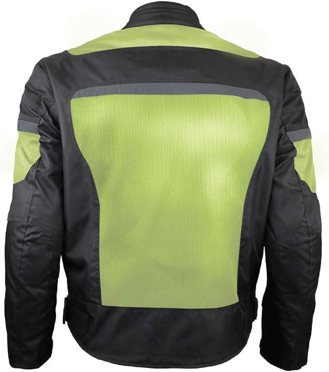Vance Leather Revo Mens Advanced All-Season Hi-Viz Reflective Mesh & Textile Motorcycle Jacket W/Ce Armor &  Removable  Liner (H