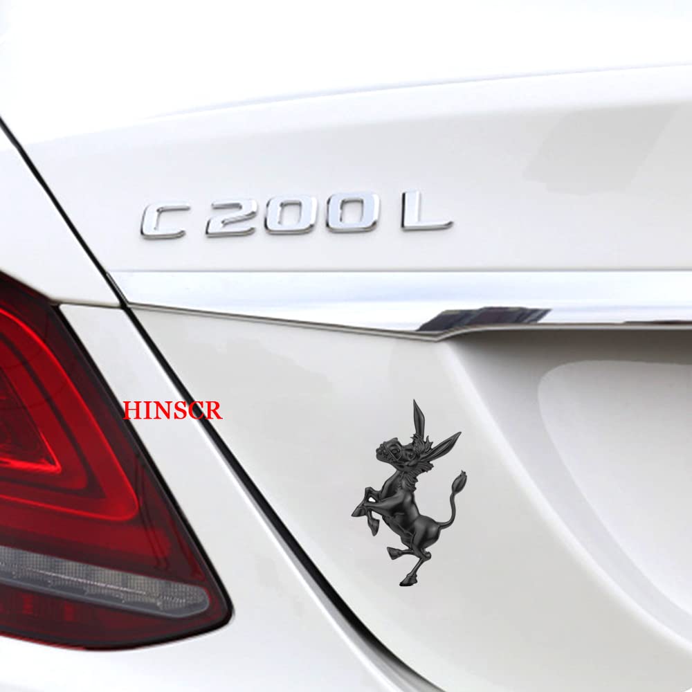 Hinscr Donkey Metal Car Emblem 3D Car Hood Badge Sticker Cute Decorative Decal For Car Motorcycle Laptop Backpack(Black)