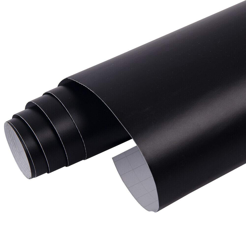 Lzlrun Matte Black Vinyl Wrap Self Adhesive Air Release Bubble - Outdoor Rated For Automotive Use - 1.5Ft X 5Ft Knife + Hand Tool