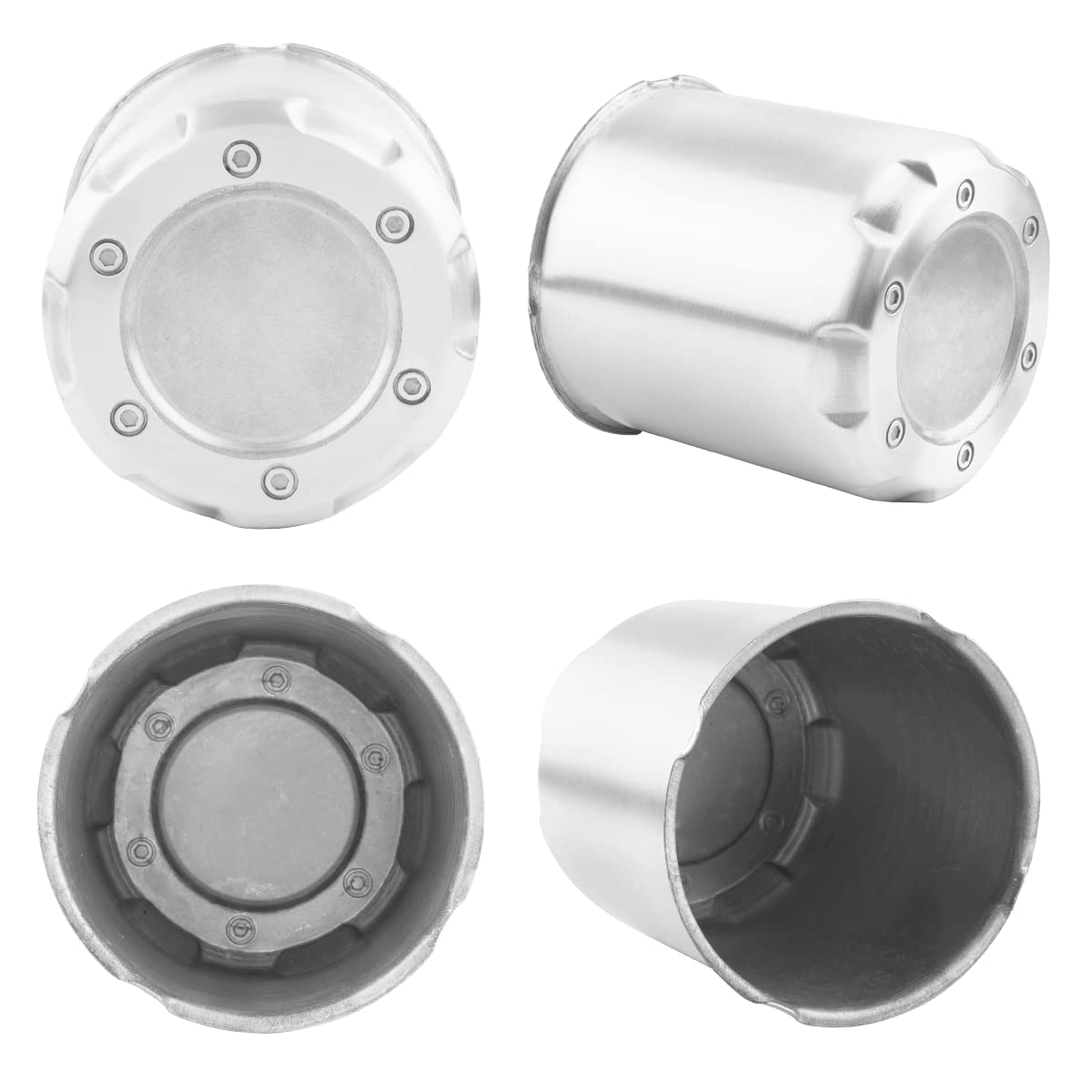 Gtownworks 4Pcs 4.25 Inch Wheel Center Caps Aluminum Rivet Design Fit 4.25' Center Bore Truck Trailer Rv Suv Wheels Rims, Silver Push Through Hub Covers