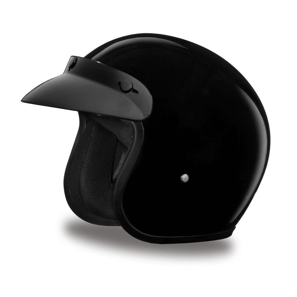 Daytona Helmets 3/4 Open Face Motorcycle Helmet - Dot Approved [Hi-Gloss Black] [2Xs]