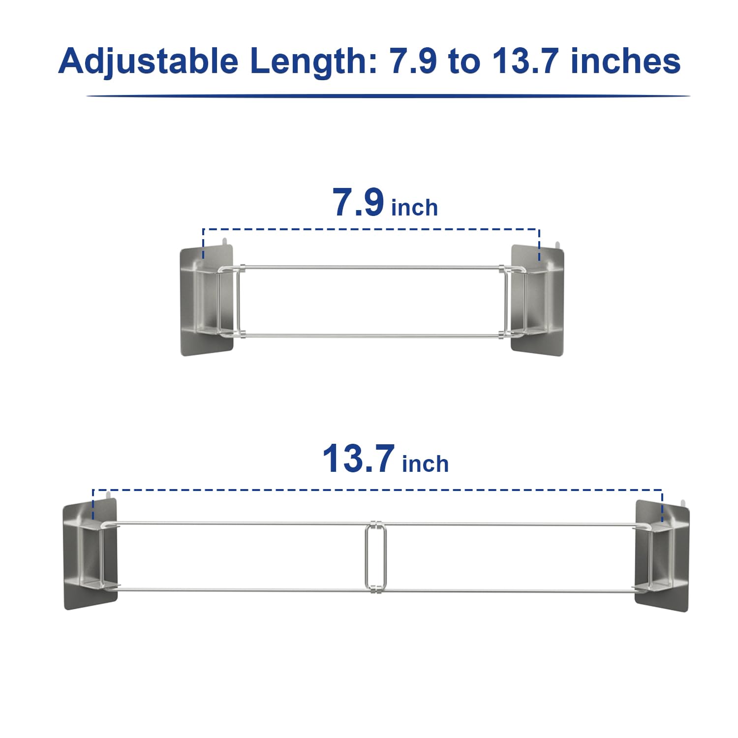Safoner RV Shower Corner Storage Bar - Adjustable Stainless Steel Rod, 7.9-13.9 inches, Silver, Model bar001, Essential RV Bathroom Accessory