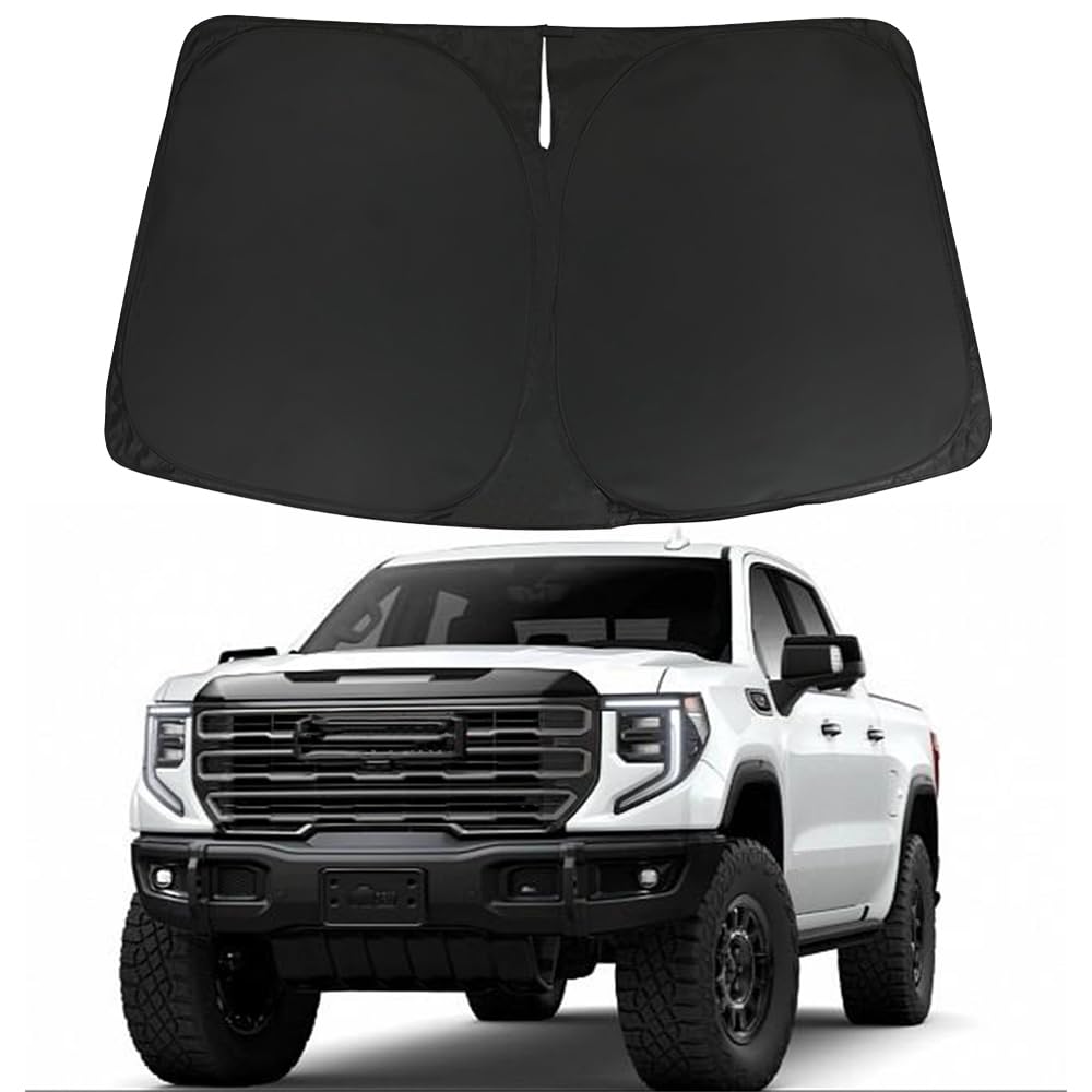 D-Lumina Windshield Sunshade - Compatible with GMC Sierra 1500 2500 3500 2019 2020 2021 2022 2023 2024 2025 - Foldable Front Win