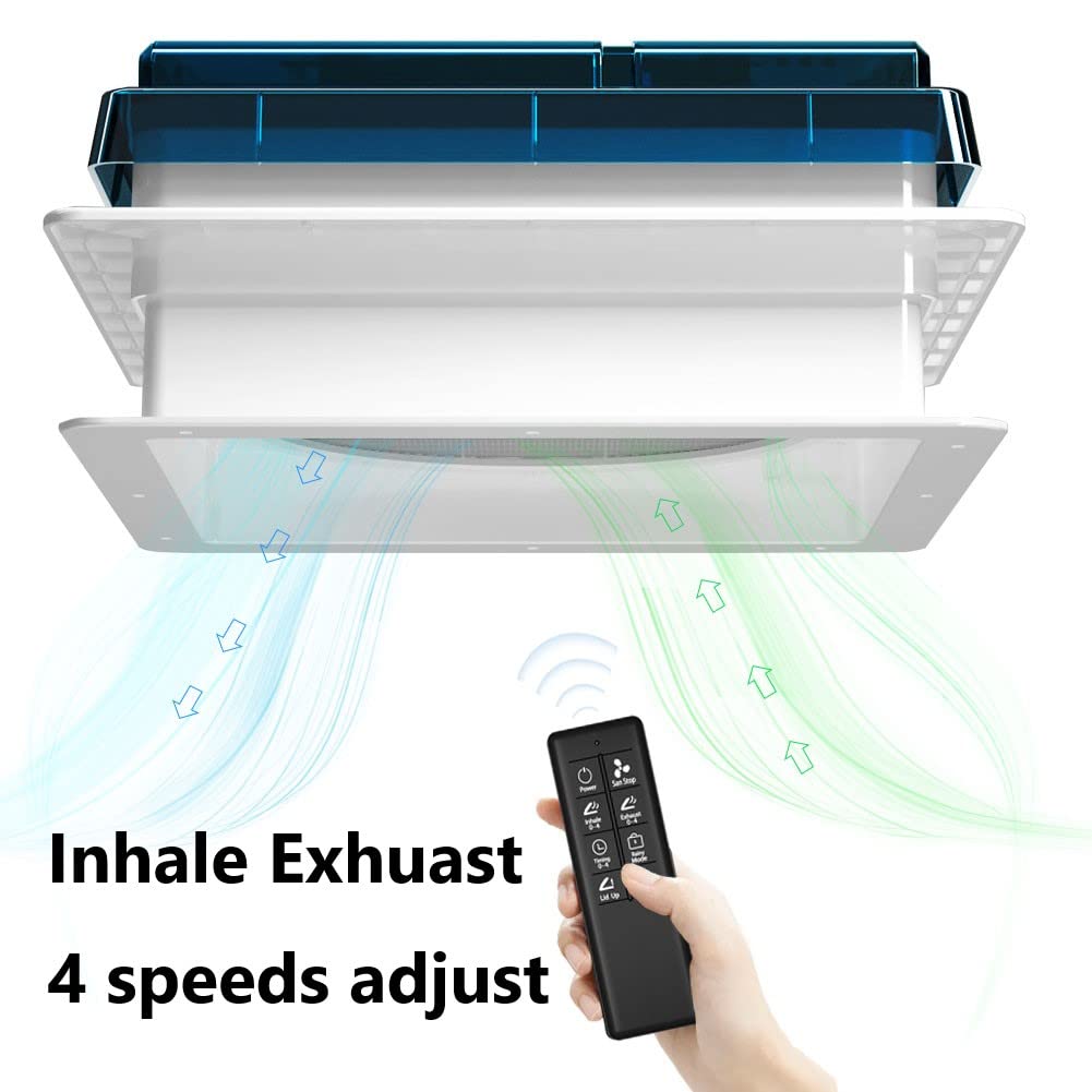 2012 Air Max 14'' Vent Rv Roof Vent Reversible Exhuast Fan, Ultra Low Sound Rv Air Ventilation Ceiling Fan 12V Remote With Rain