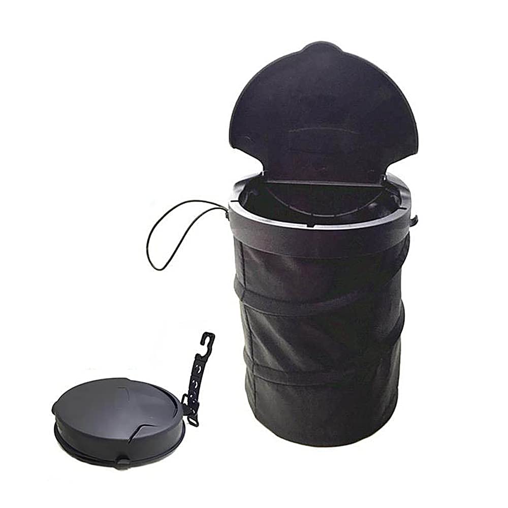 Car Trash Storage Bin Universal Foldable Vehicle Garbage Can Black Portable Hanging Trash Can Litter Holder(Black) Layfoo