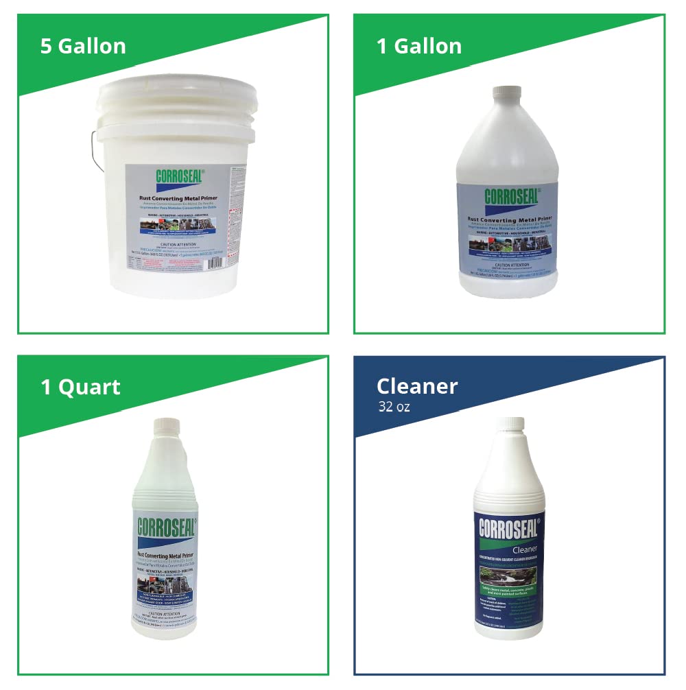 Corroseal Water-Based Rust Converter Metal Primer - 1 Qt, Model 82320, Effective Rust Protection for Metal Surfaces