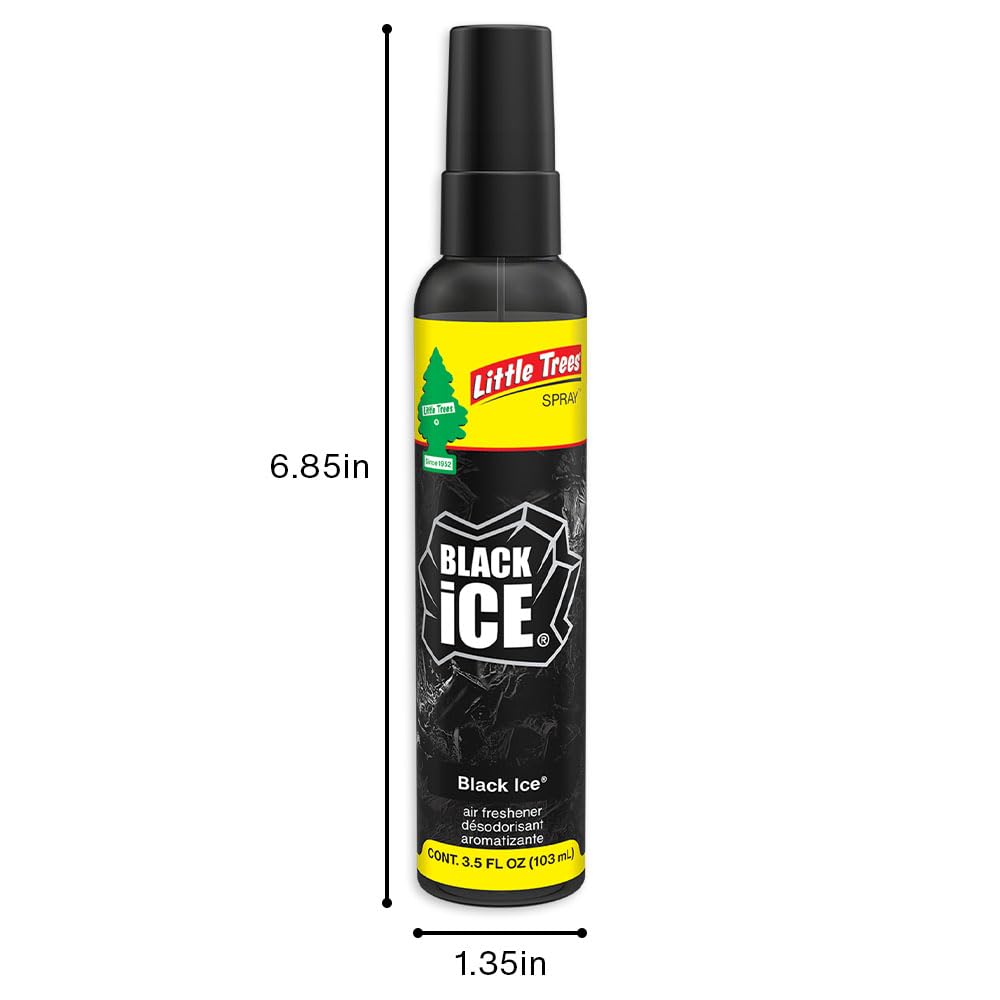 LITTLE TREES Car Air Freshener Spray, Black Ice, 6 Count, Long-Lasting Scent for Auto or Home