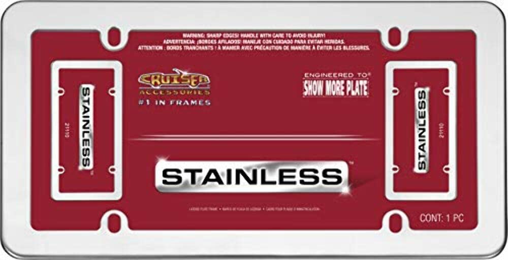 Cruiser Accessories 21110 Stainless License Plate Frame, Stainless Steel