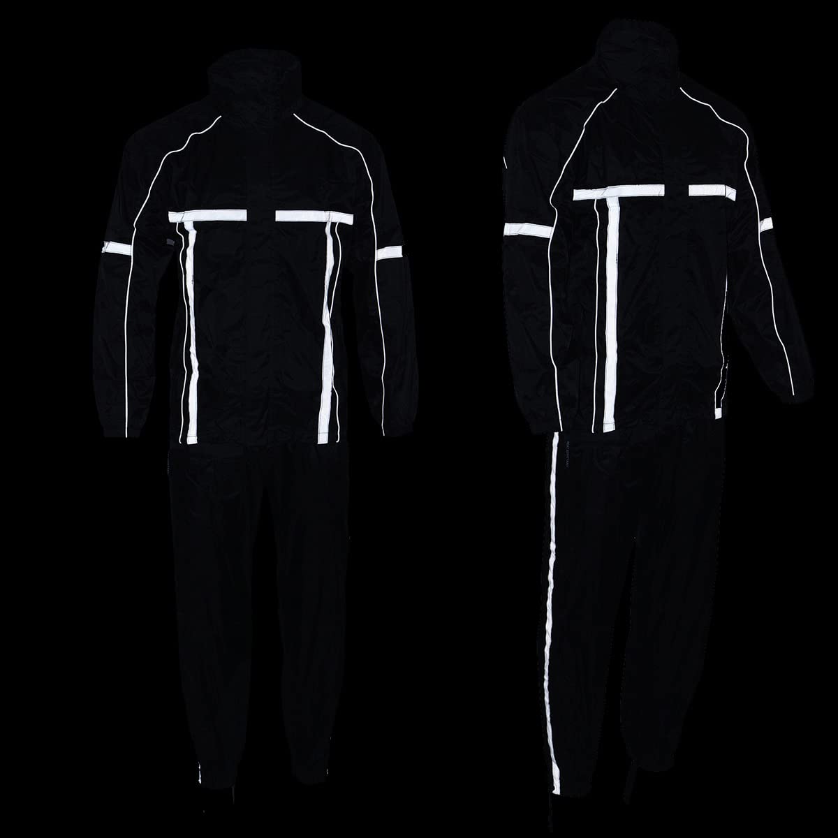 Milwaukee Leather MPM9510 Men's Black Water-Resistant Motorcycle Rain Suit with Hi Vis Reflective Tape - 4X-Large