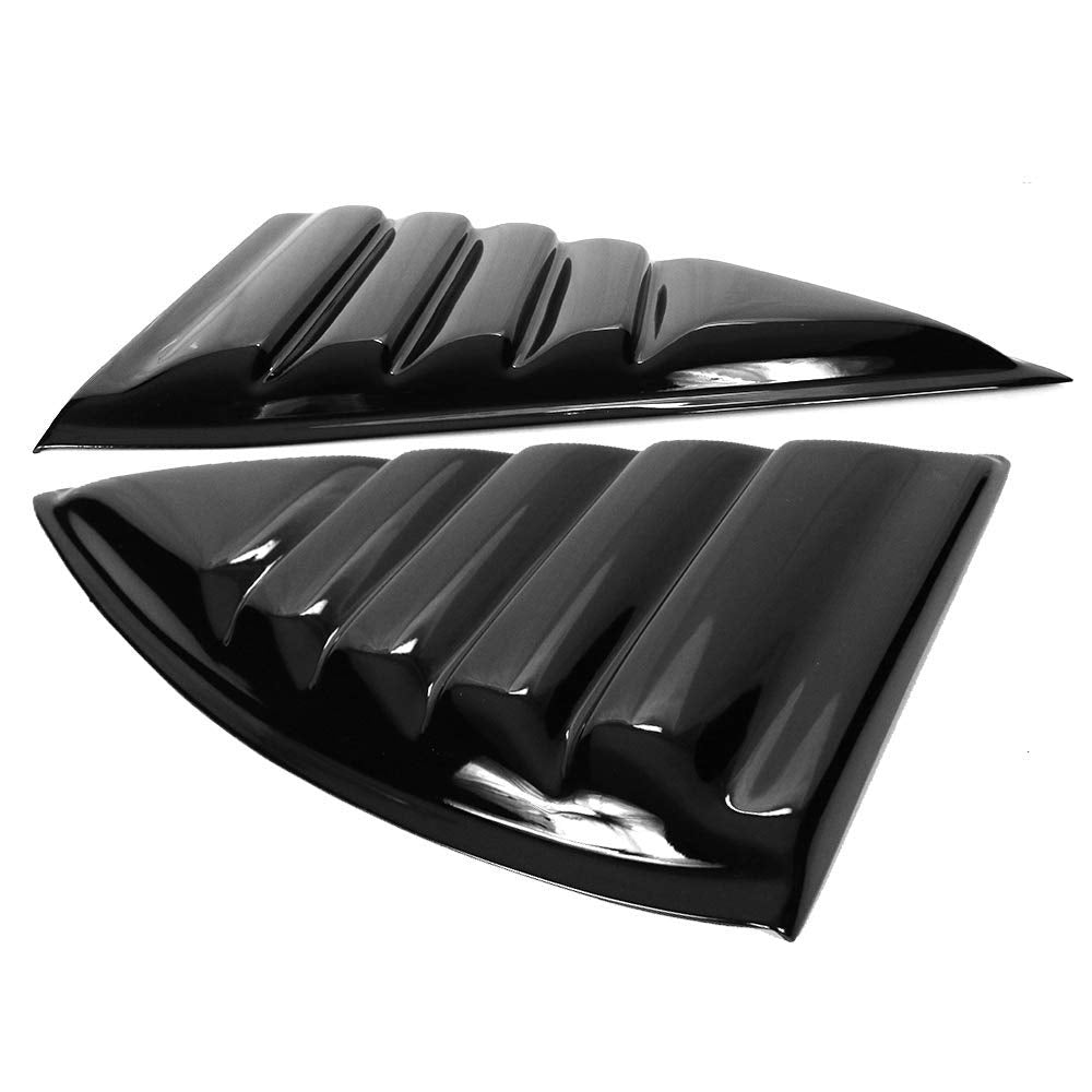 Ikon Motorsports, Side Window Louver Compatible With 2010-2015 Chevy Camaro Coupe, Carbon Fiber Print Sun Shade Cover Windshield Scoop Pair, 2011 2012 2013 2014