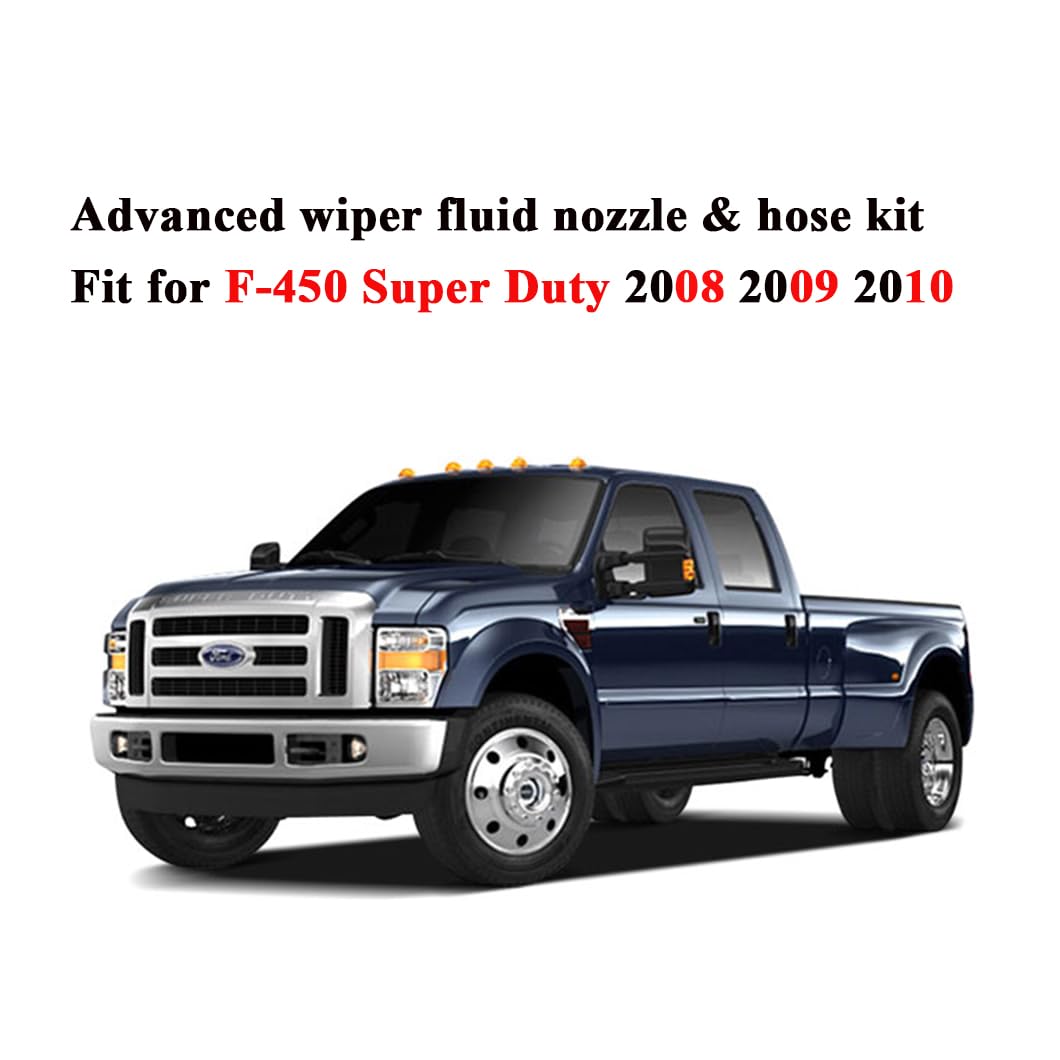 7C3Z-17K605-A Wiper Fluid Nozzle Hose Kit Fit for 2008 2009 2010 Ford Super Duty F-250 F-350 F-450 F-550 Windshield Washer Jet N