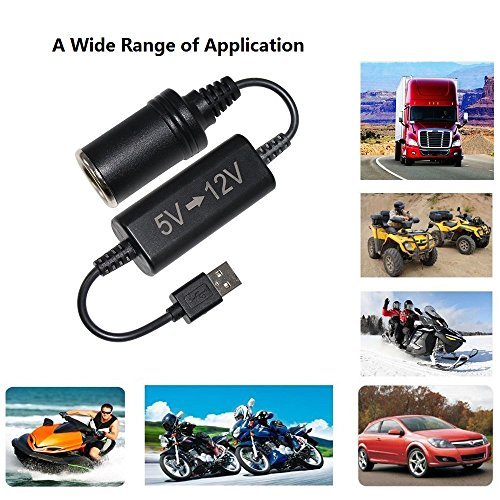 KUNCAN USB to Cigarette Lighter Socket - USB 5V to 12V Female Car Cigar Lighter Converter Cable, 5V to 12V Step Up Cable (0.7A-1