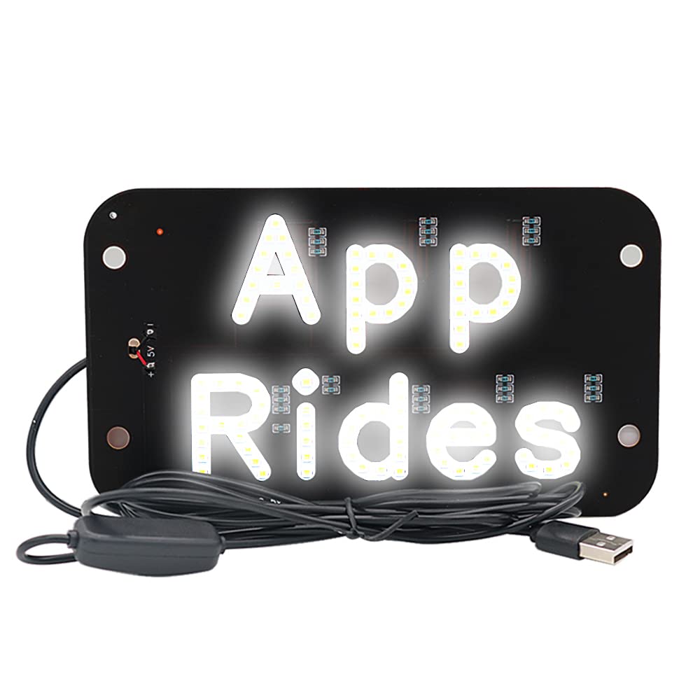 NSKANQI APP Rides LED Car Sign Accessory 7.5 x 4.25 6ft. USB Cable | Interior/Taxi Light (White)