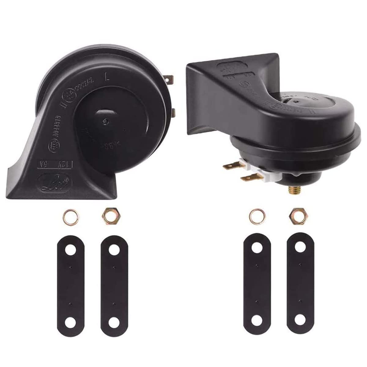 Evermotor Car Horn Universal 12V Loud Air Horn Signal Speaker For Motorcycle,Truck,Golf Cart,Moped,Scooter,Atv 118 Db Snail Horns With E-Mark(2Pcs)