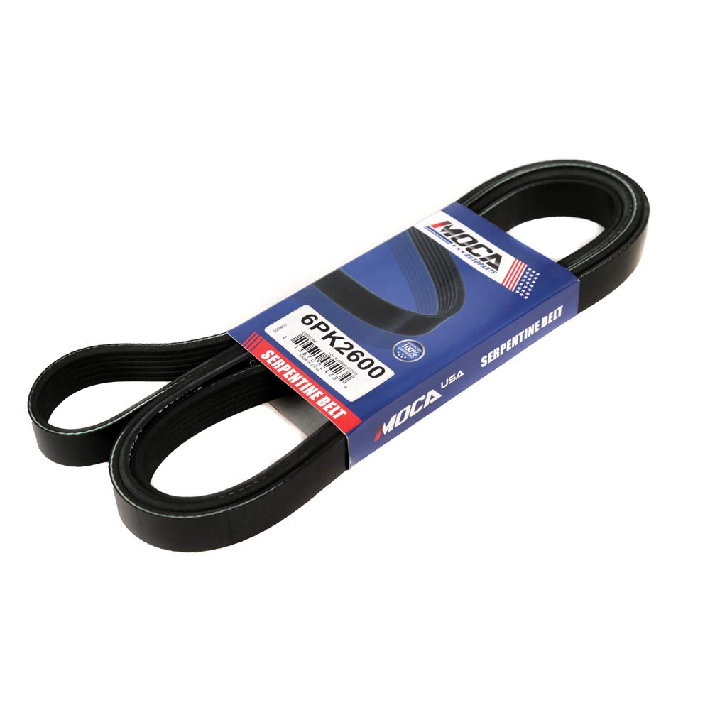 MOCA 6PK2600 EPDM Serpentine Belt for 01-02 Chevy Express 3500 & GMC C3500hd & GMC Savana 3500 8.1L & 93-95 Ford E-250 Econoline