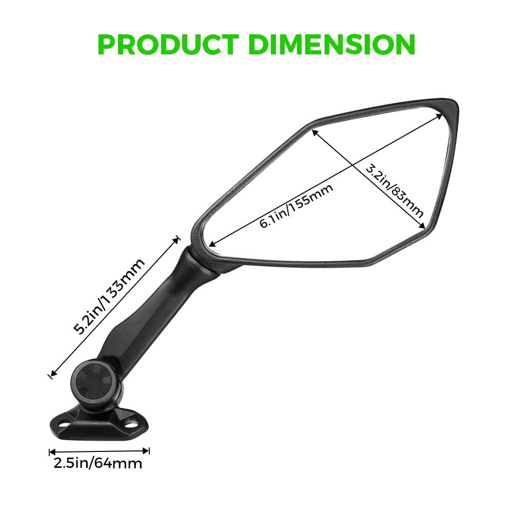 Kemimoto Compatible With Ninja 300 Mirrors Motorcycle Rear View Mirror Compatible With Ninja 250 Zx 6R 636 300R Ex300 Abs 2011-2
