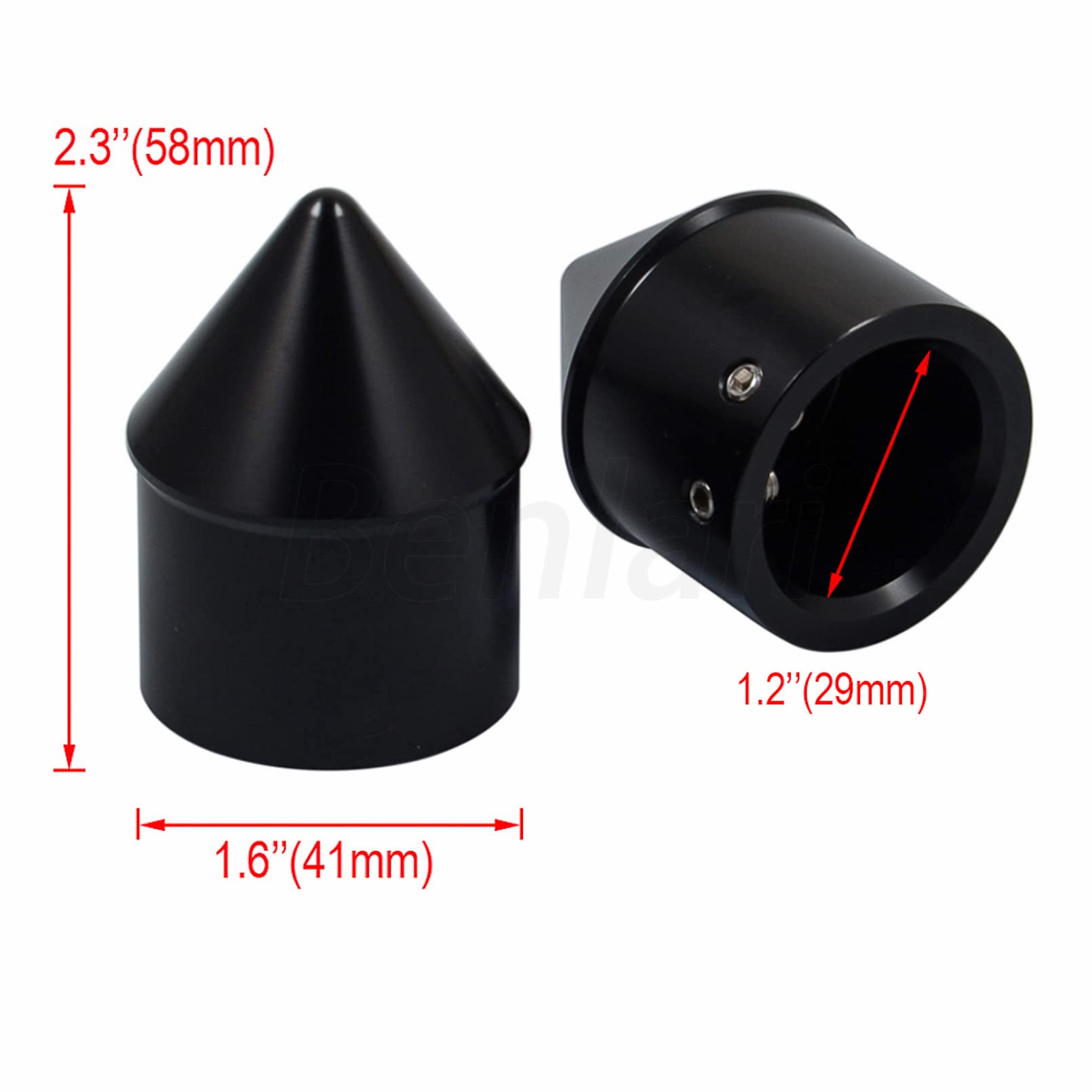 Benlari Black Front Axle Nut Covers Spike Axle Caps Compatible For Harley Touring Softail Sportster Dyna Street Glide Road King