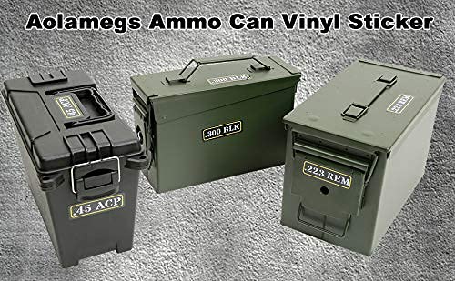 Aolamegs Ammo Can Sticker Set - 40 Pack with 10 Varieties for .22, .223, .308, 9MM, .380, .45, 5.56