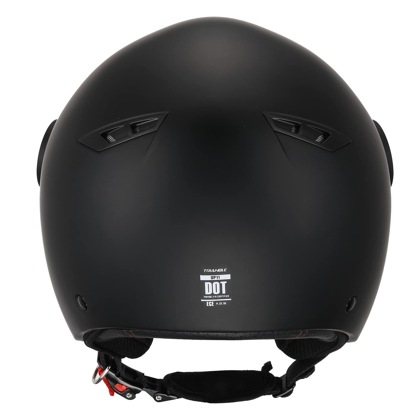 TRIANGLE Open Face Motorcycle Helmet 3/4 Half Helmets with Clear Visor for Men Women DOT Approved (Medium, Matte Black)