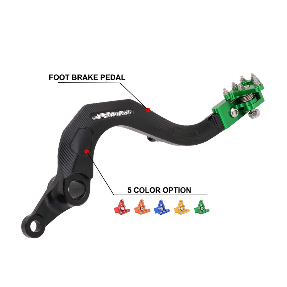 AnXin CNC Motorcycle Rear Brake Pedal Foot Lever for KX250F 2006-2018, KX250 2019-2024, Aluminum, Green