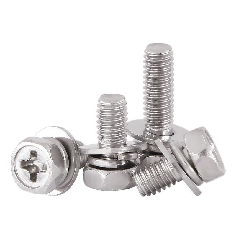 Binifimux 6-Pack Motorcycle Battery Terminal M6 X16Mm Bolt Square Nut Kit Stainless Steel 304
