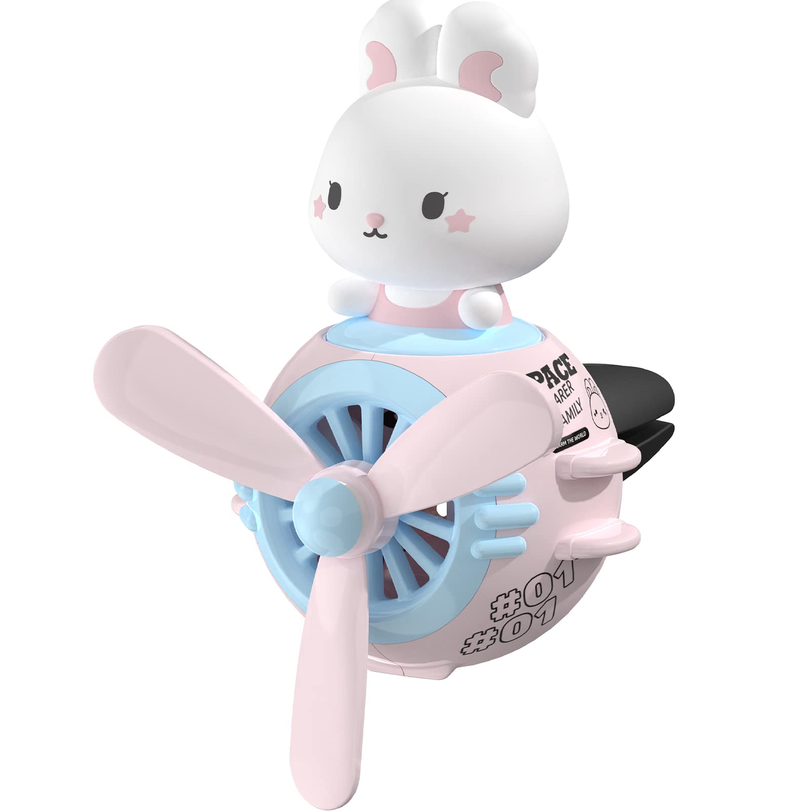 Pilot Rabbit Cute Car Diffuser - Rotating Propeller Cartoon Automotive Air Outlet Fan Creative Car Perfume Decoration - Automoti