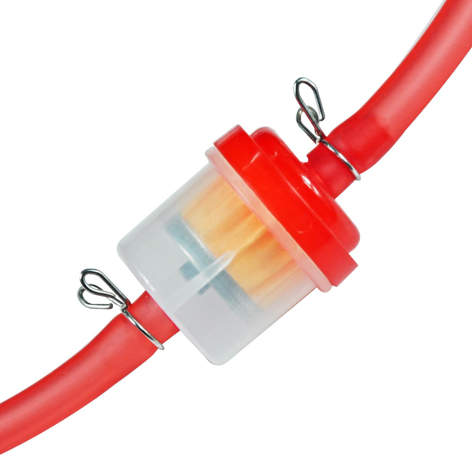 HOLATO Gas Fuel Line Hose Clamps & Fuel Filters Set with Inline Shut Off Valve for 50cc-150cc ATV, Medium, Red, Model HLT-YG-KG