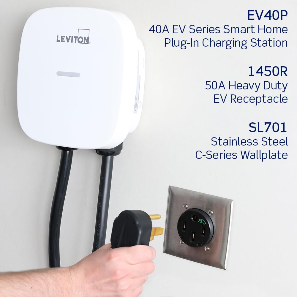 Leviton 1450R 50 Amp EV Charging Receptacle/Outlet, Heavy Duty