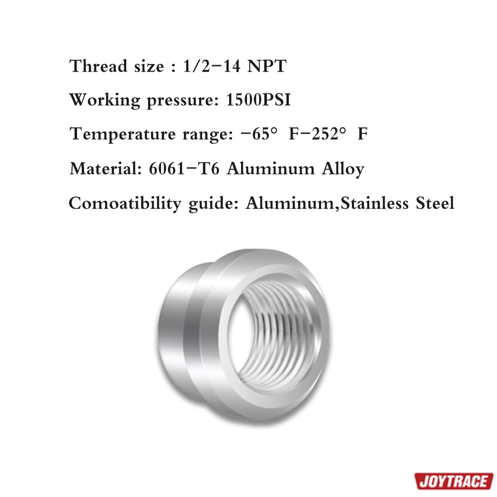 1/2 Npt Female Threaded Stepped Weld On Bung Fitting Aluminum 2Pcs