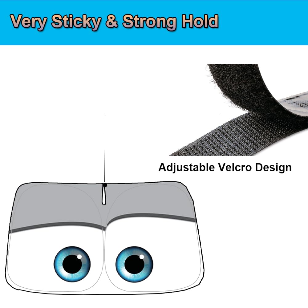 Gven Sunshade for Tesla Model Y/3 - Dual-Sided Windshield Shade, Grey Polyester, Funny Eyes Design, Model Gven-T-B