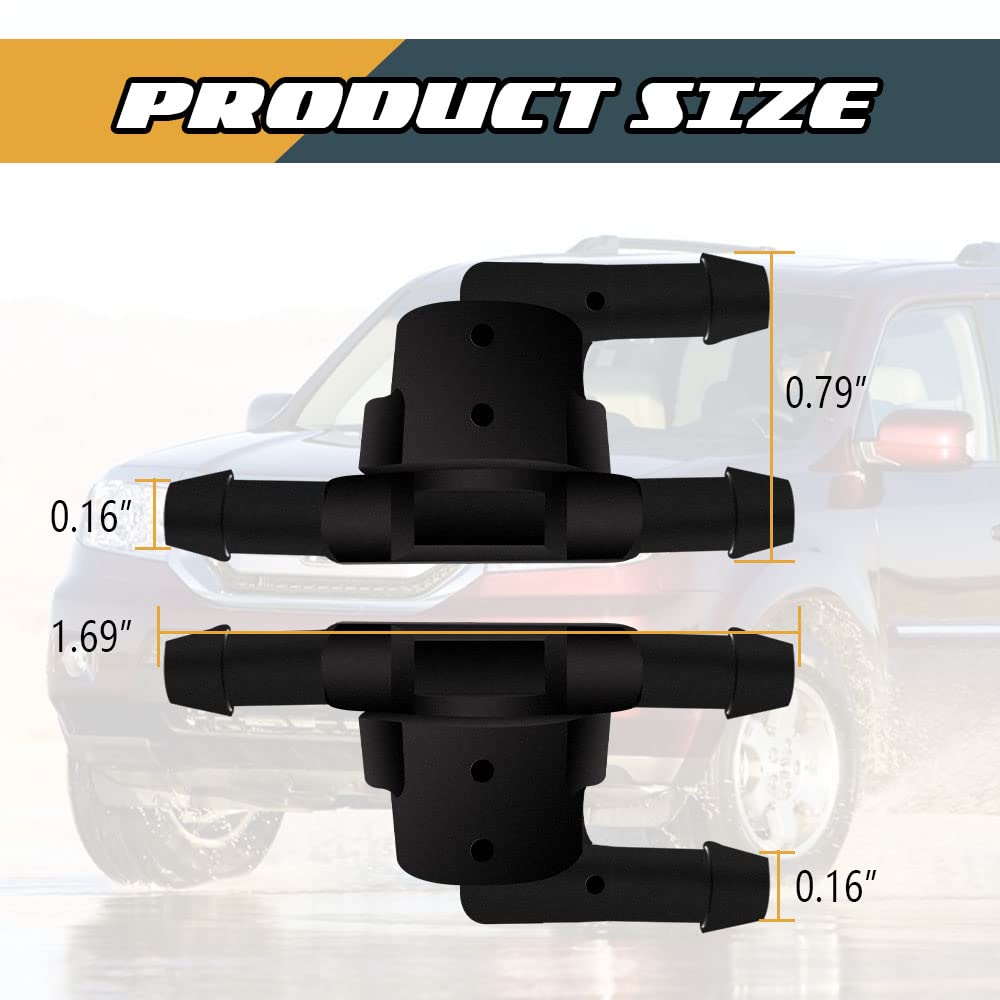 Deemars Wiper Washer Windshield Check Valve, OEM #85321-28020, Black Nylon, 2 PCS for Toyota & Lexus