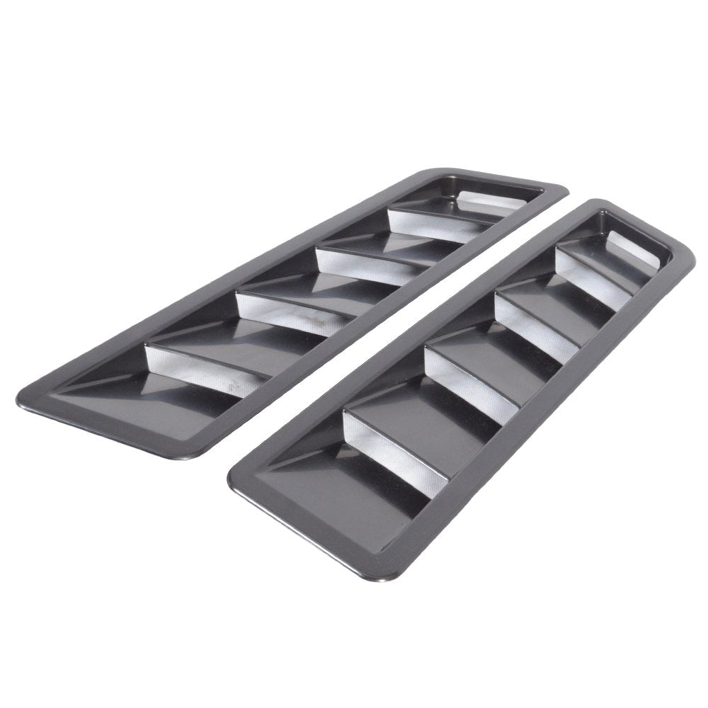 Ikon Motorsports Front Hood Vent Universal Fit For Most Vehicles Cars 17In X 5In Matte Black Abs Air Flow Hood Vent Scoop Bonnet Cover 2Pc