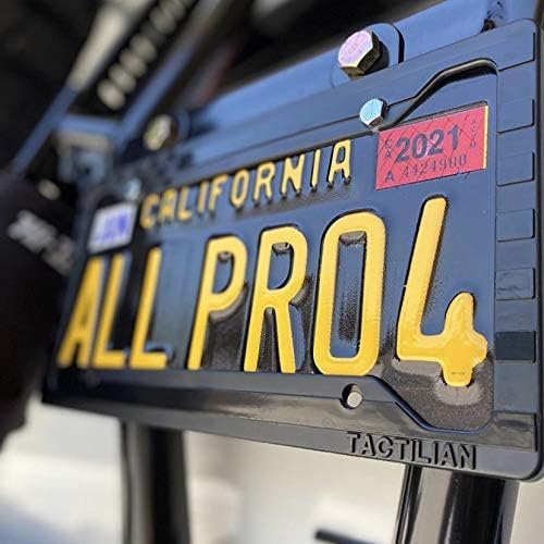 Tactilian American Flag License Plate Frame (2 Pack) Subdued 3D Embossed Usa Flag In Black Gloss On Matte Finish For Car, Truck