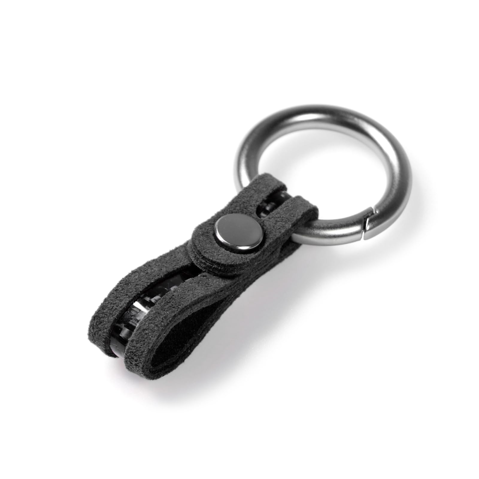 BETTERHUMZ for Alcantara Leather Keychain Carbon Fiber Key Chain Car Key Lanyard Home Keyrings Accessories (Black)