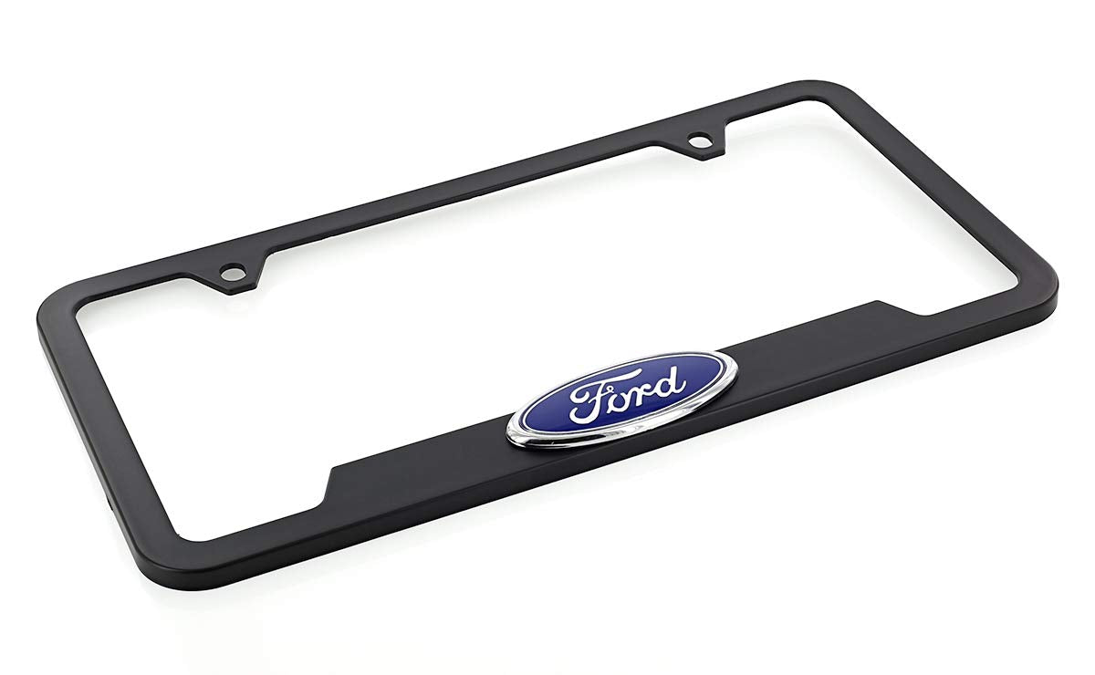 Ford 3D Badge Logo Black Abs Plastic License Plate Frame Holder 2 Hole