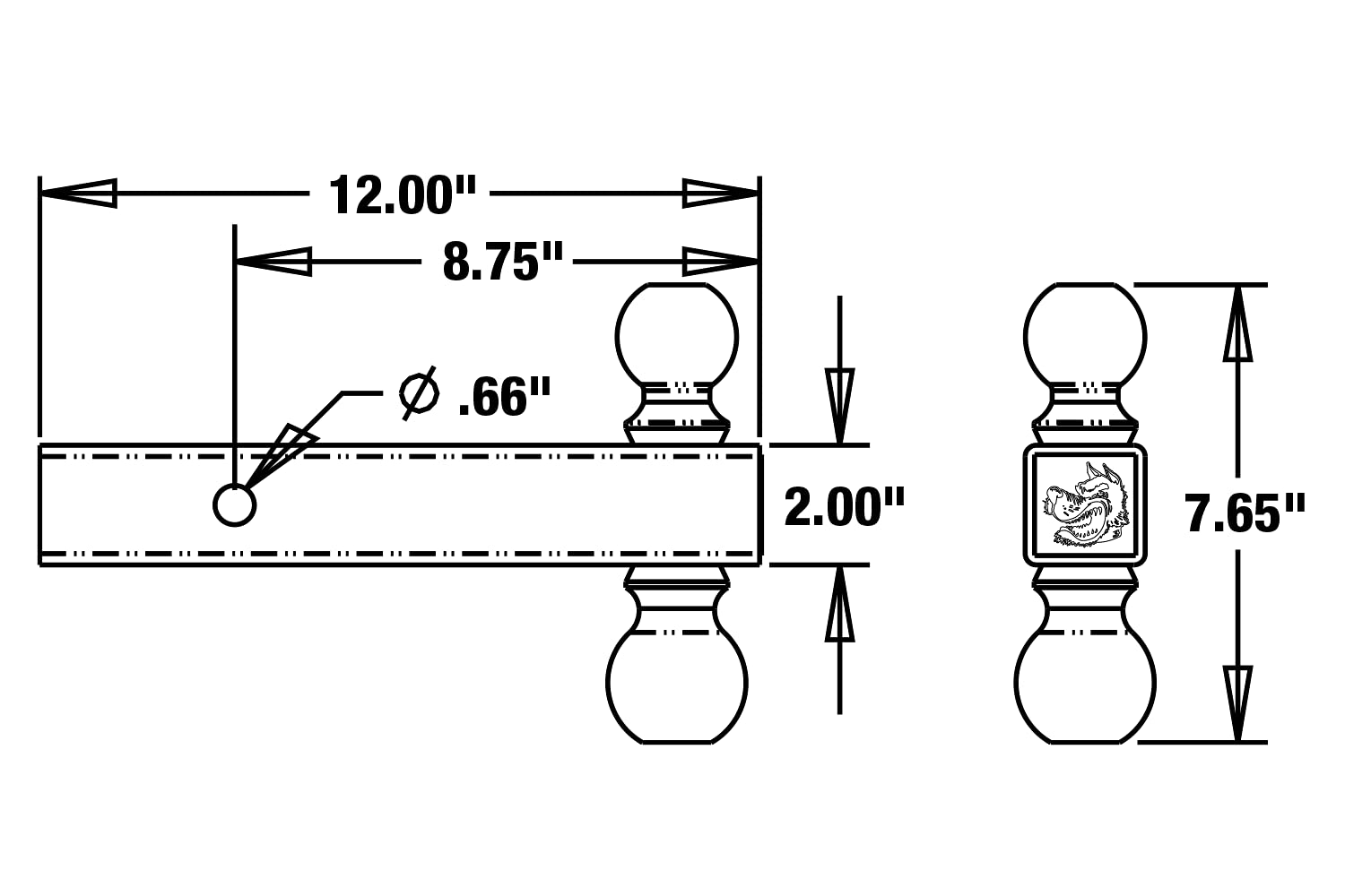 Buyers Products 1802215 Double Ball Mount (Black With 2 And 2.3125 Balls)