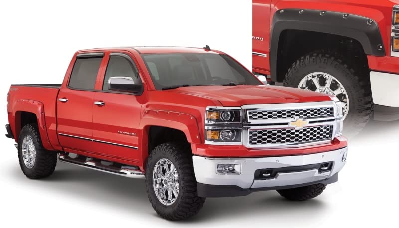 Bushwacker Pocket/Rivet Style Front & Rear Fender Flares | 4-Piece Set, Black, Smooth Finish | 40932-02 | Fits 2007-2013 Chevrolet Avalanche W/ 5.3' Bed