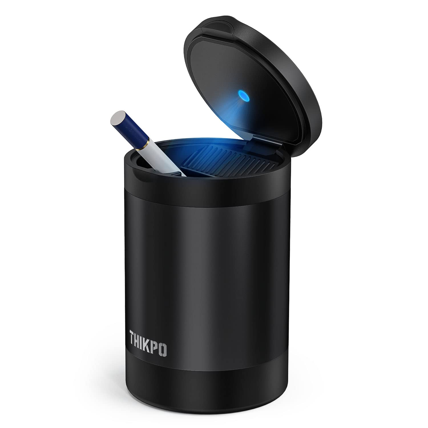 Thikpo Car Ashtray With Lid, Portable Ashtray For Car, Mini Car Trash Can, Detachable Stainless Steel Smokeless Ash Tray With Le