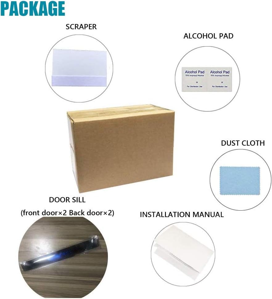 Lexley Carbon Fiber Style Leather Door Sill Protector,Scuff Plate Cover Guard Sills Protector Trim,Welcome Pedal Protect For 200